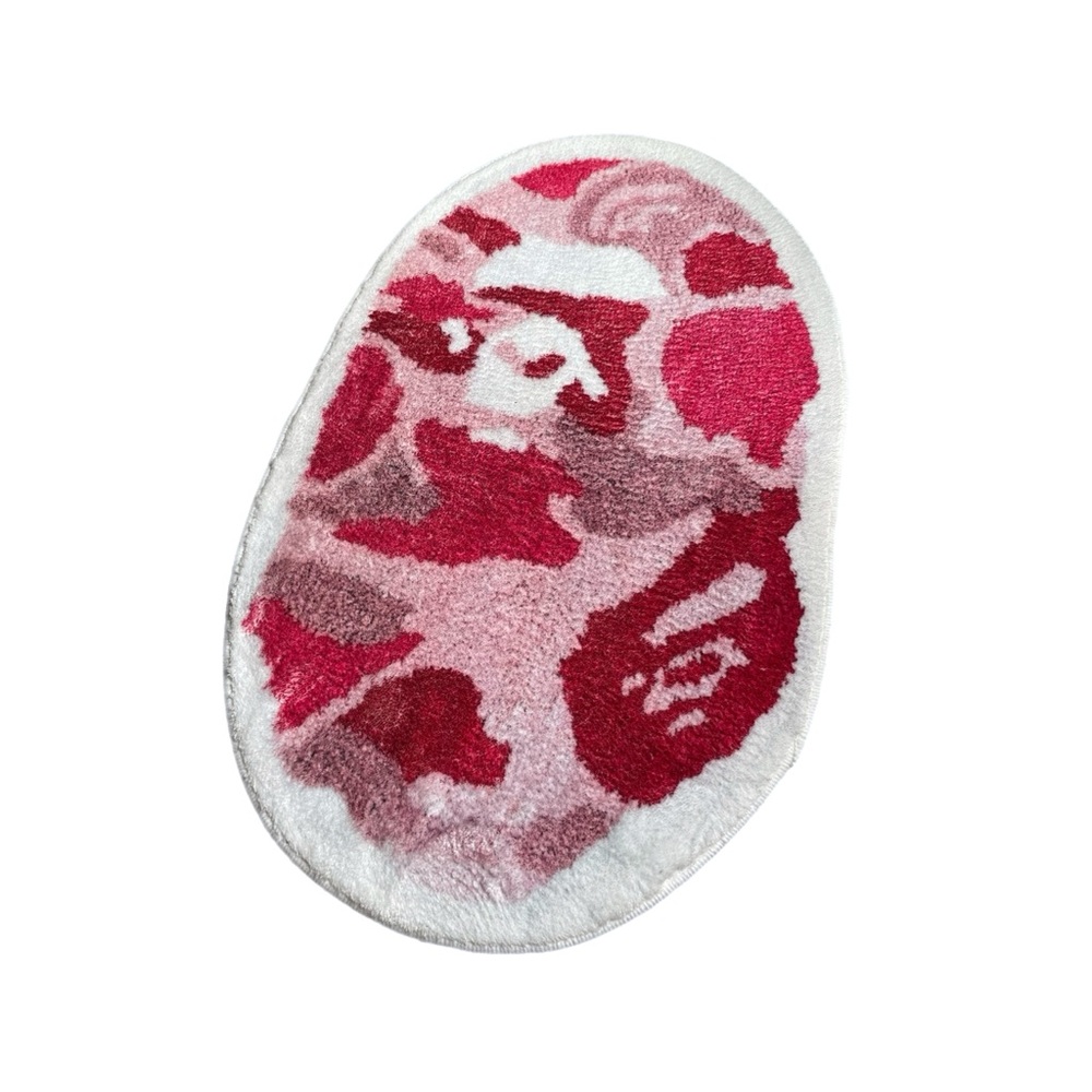 Bape style handmade rug Pink and White